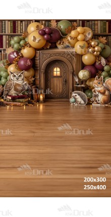 Tło fotograficzne „Leśna biblioteka – jesienna bajkowa aranżacja” | UB_799